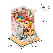 Mini-Kit Maquette Bois Maison miniature Cuisine 7x7x9 cm DS015 Rolife